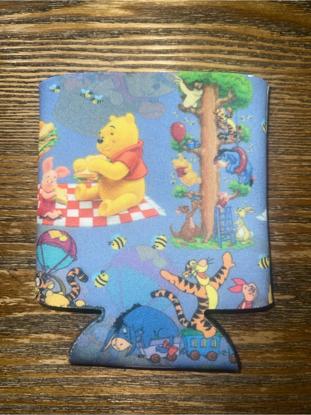 Handcrafted Winnie the Pooh Blue Drink Can Cooler - fits 16 to 20oz  NEW
